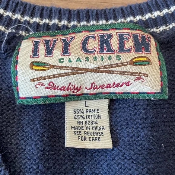Vintage Ivy Crew Navy Sweater Vest - Picture 2 of 6